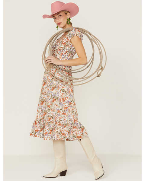 Image #1 - Heartloom Women's Wildflower Edina Midii Dress, Orange, hi-res