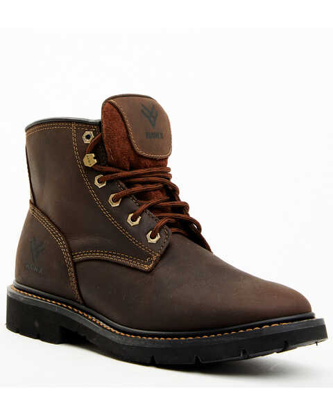 Image #1 - Hawx Men's Oily Crazy Horse 6" Lace-Up Soft Work Boots - Round Toe , Brown, hi-res