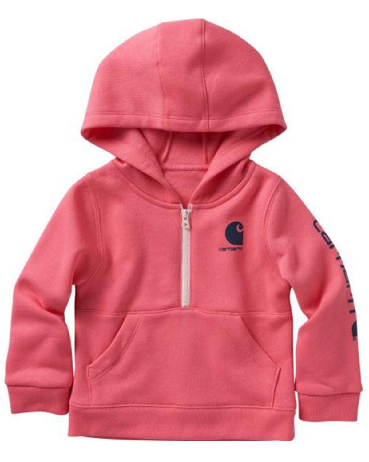 Image #1 - Carhartt Toddler Girls' Long Sleeve Half-Zip Pullover Sweatshirt, Pink, hi-res
