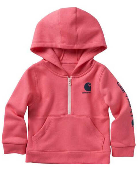 Image #1 - Carhartt Toddler Girls' Long Sleeve Half-Zip Pullover Sweatshirt , Pink, hi-res