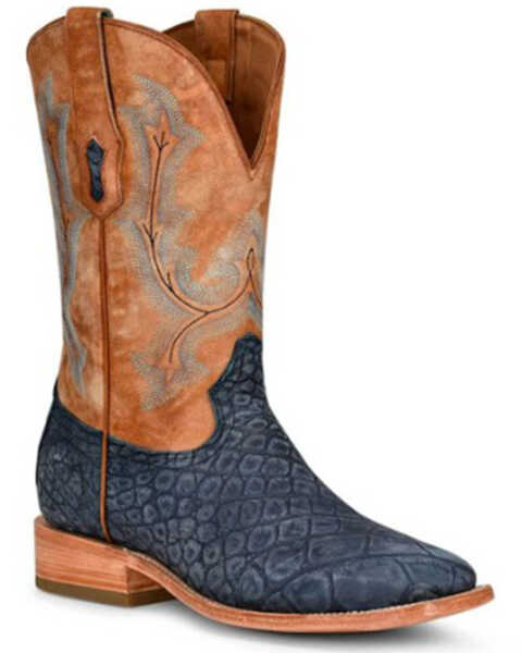 Image #1 - Corral Men's Exotic Alligator Embroidered Western Boots - Broad Square Toe, Blue, hi-res