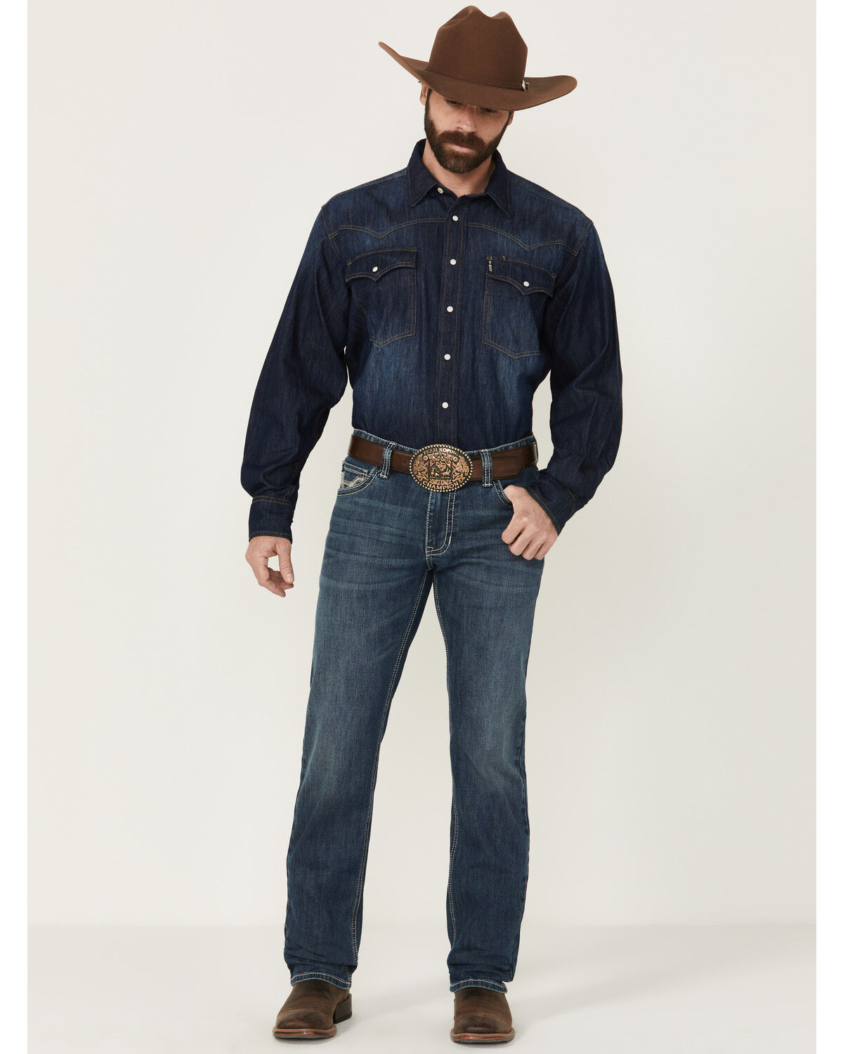 Image #1 - Rock & Roll Denim Men's Revolver Medium Wash Slim Straight Stretch Denim Jeans, Medium Wash, hi-res