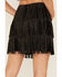 Image #4 - Fornia Women's Rhinestone Fringe Faux Suede Mini Skirt, Black, hi-res