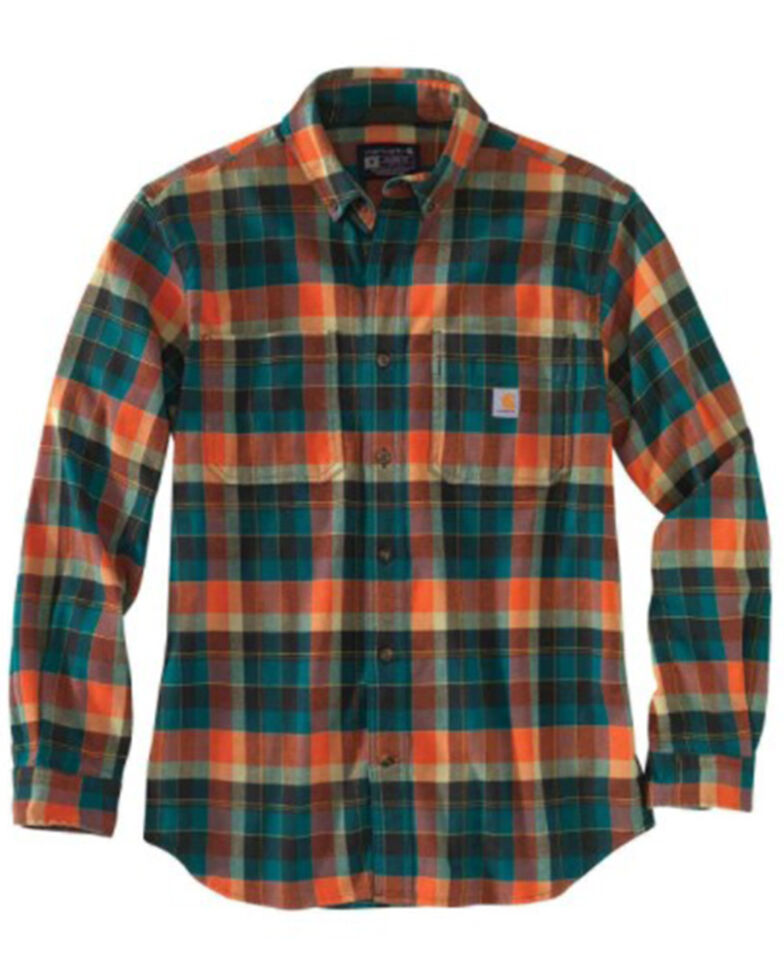 Carhartt Men's Teal Plaid Long Sleeve Button-Down Work Shirt Jacket , Teal, hi-res