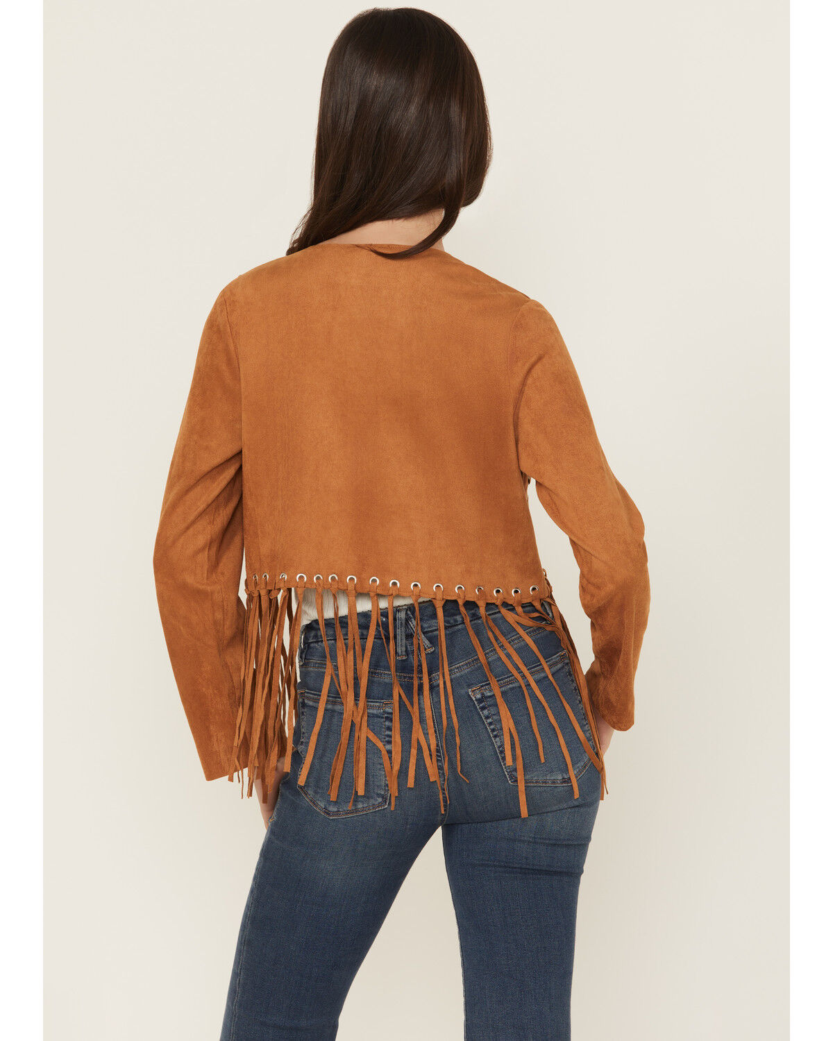 Image #4 - Vocal Women's Fringe Cropped Jacket, Camel, hi-res