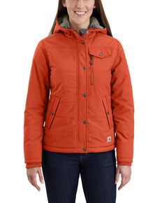 Carhartt Women's Clay Midweight Sherpa Lined Hooded Jacket, Rust Copper, hi-res