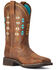 Image #1 - Ariat Women's Delilah Deco Western Boots - Broad Square Toe, Brown, hi-res