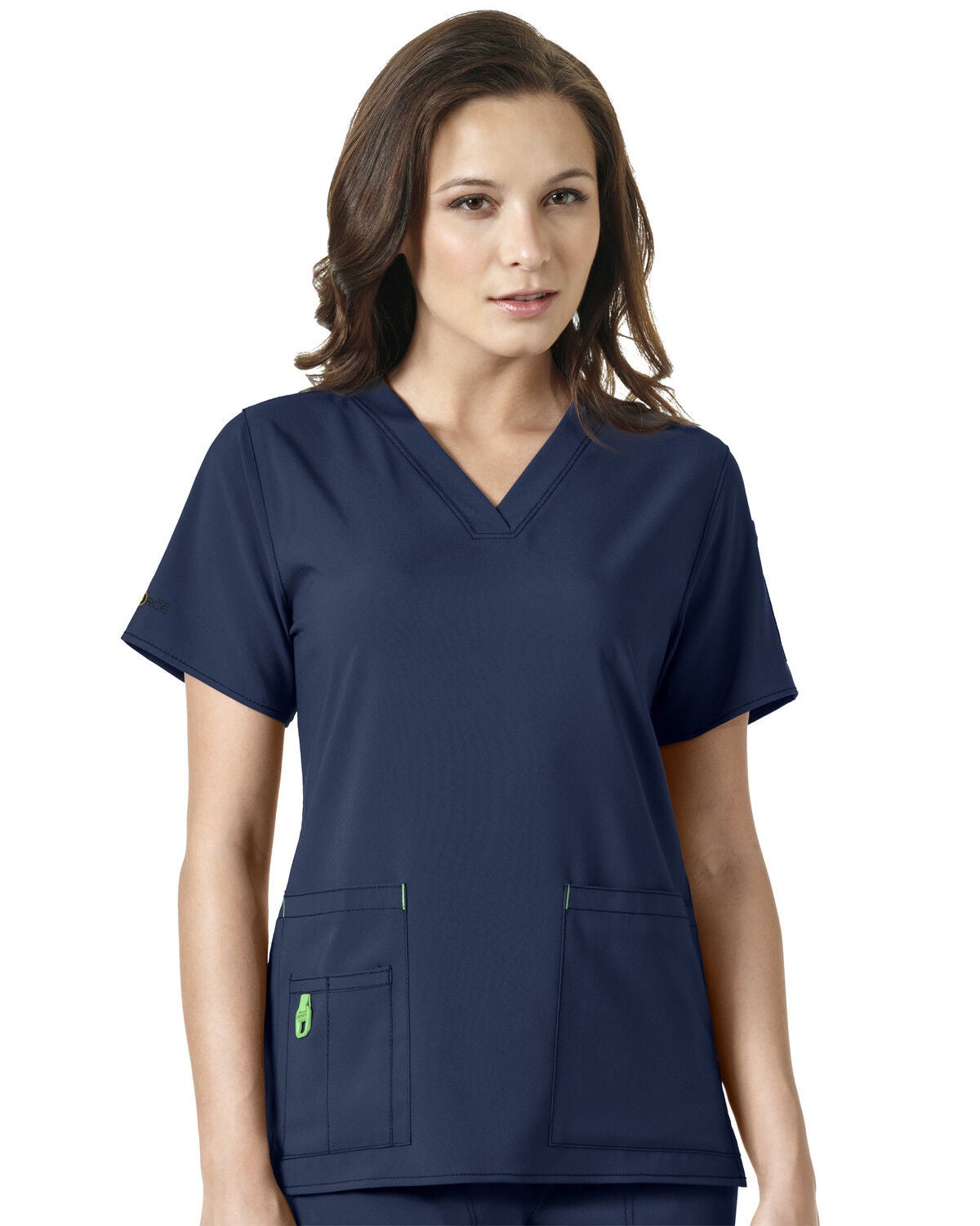 Carhartt Women's Cross Flex V-Neck Scrub Top, Navy, hi-res