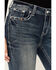 Grace in LA Women's Medium Wash Mid Rise Floral Fleur de Lis Pocket Stretch Bootcut Jeans , Medium Wash, hi-res
