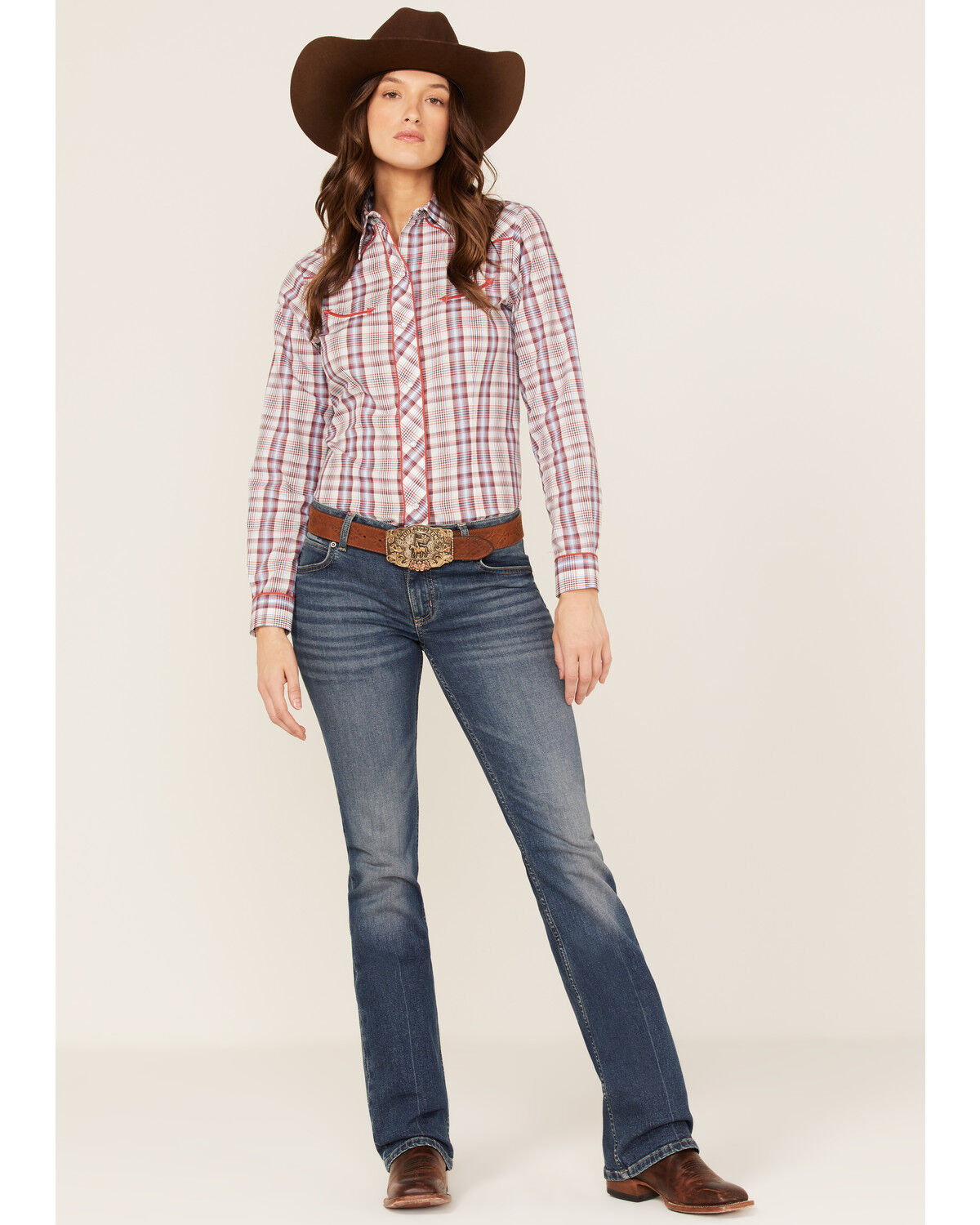 Image #2 - Roper Women's Plaid Print Long Sleeve Pearl Snap Western Shirt, Multi, hi-res