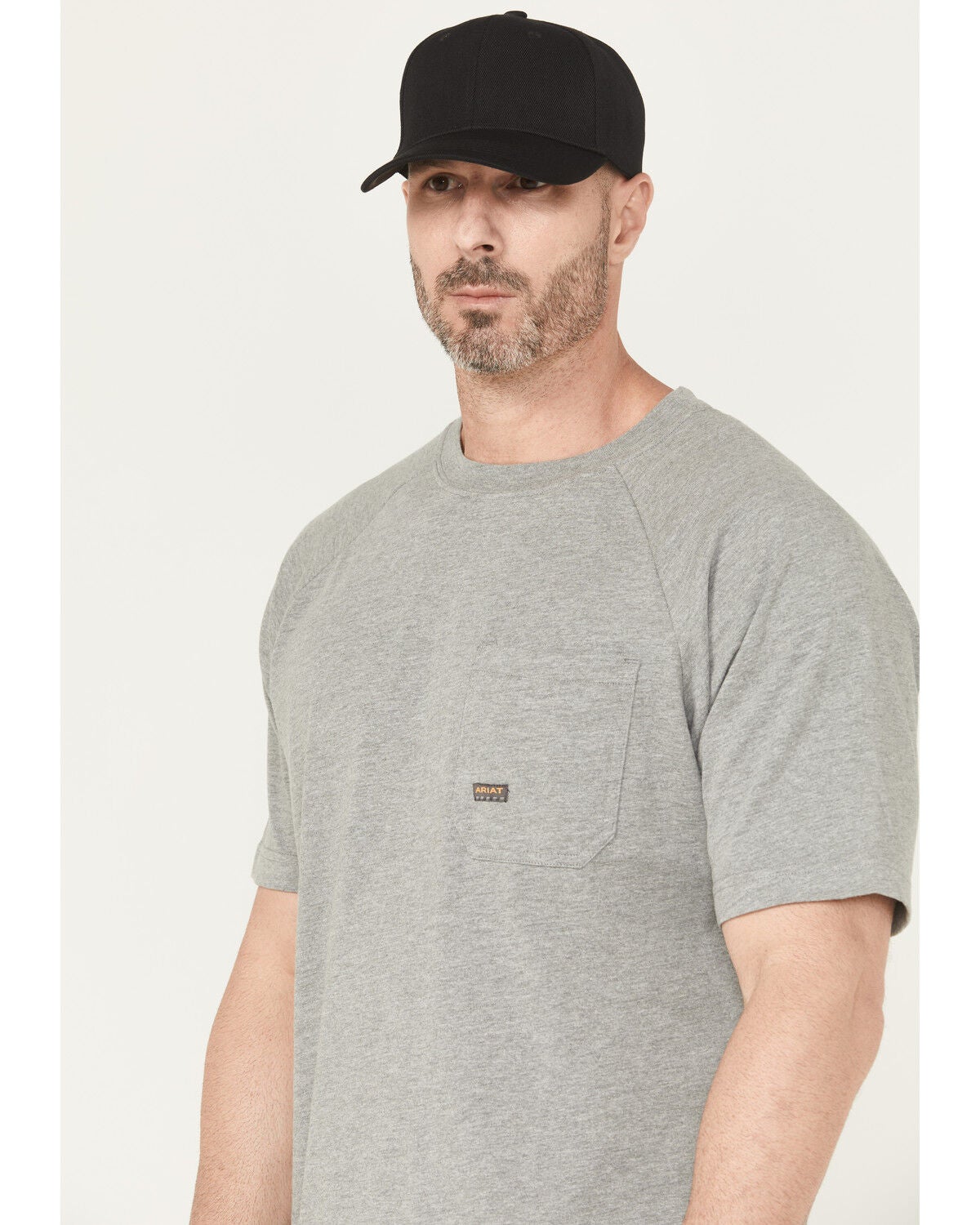 Image #3 - Ariat Men's Rebar Cotton Strong Workhog Short Sleeve Work T-Shirt, Grey, hi-res