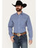 Image #1 - Ariat Men's Wrinkle Free Finlay Plaid Print Fitted Long Sleeve Button-Down Western Shirt, Dark Blue, hi-res