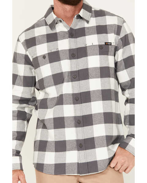 Image #3 - Hawx Men's Buffalo Plaid Print Flannel Work Shirt, Charcoal, hi-res