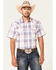 Image #1 - Cody James Men's Woodson Large Plaid Print Short Sleeve Snap Western Shirt, White, hi-res