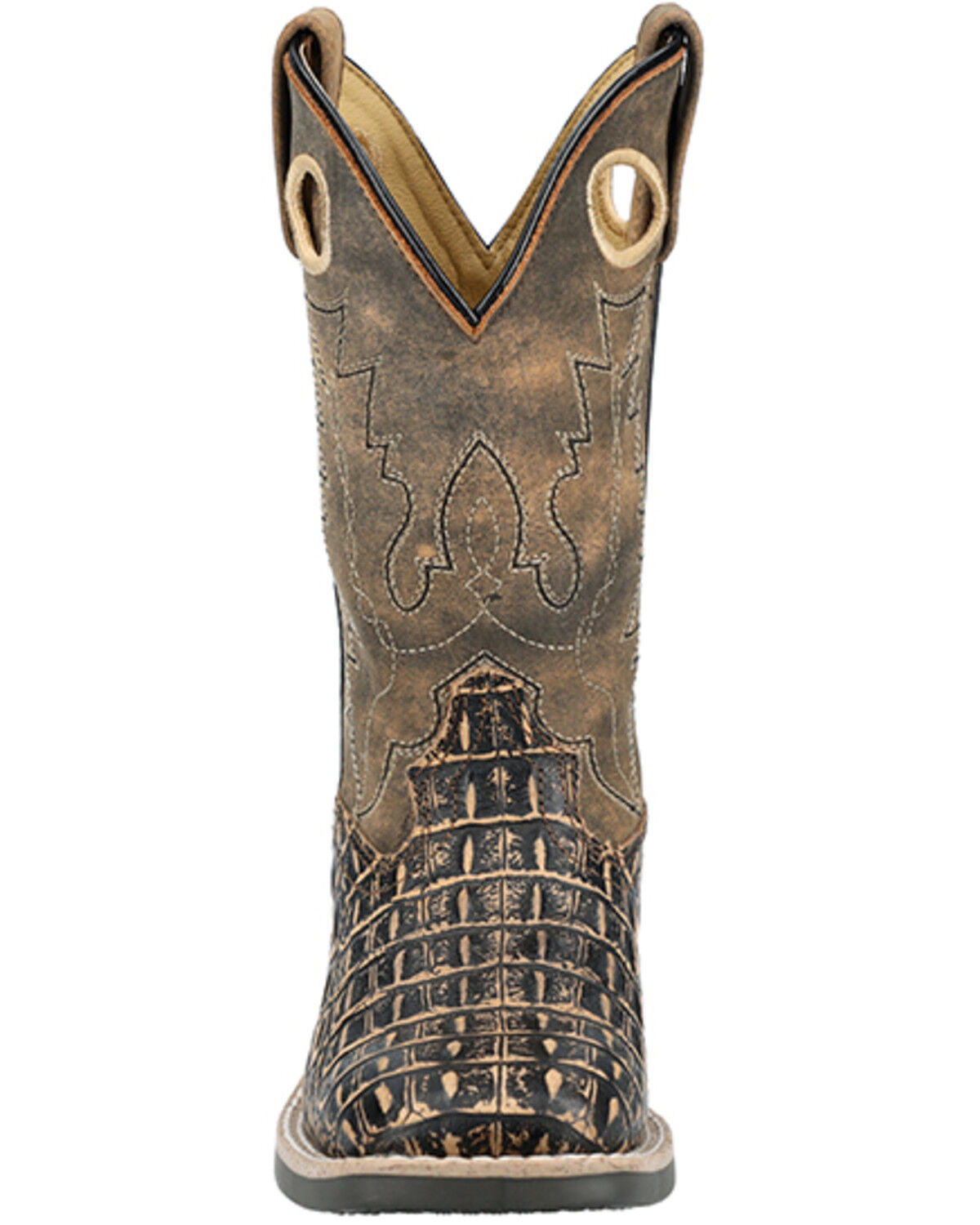 Image #4 - Smoky Mountain Boys' Gator Western Boots - Broad Square Toe, Black/brown, hi-res