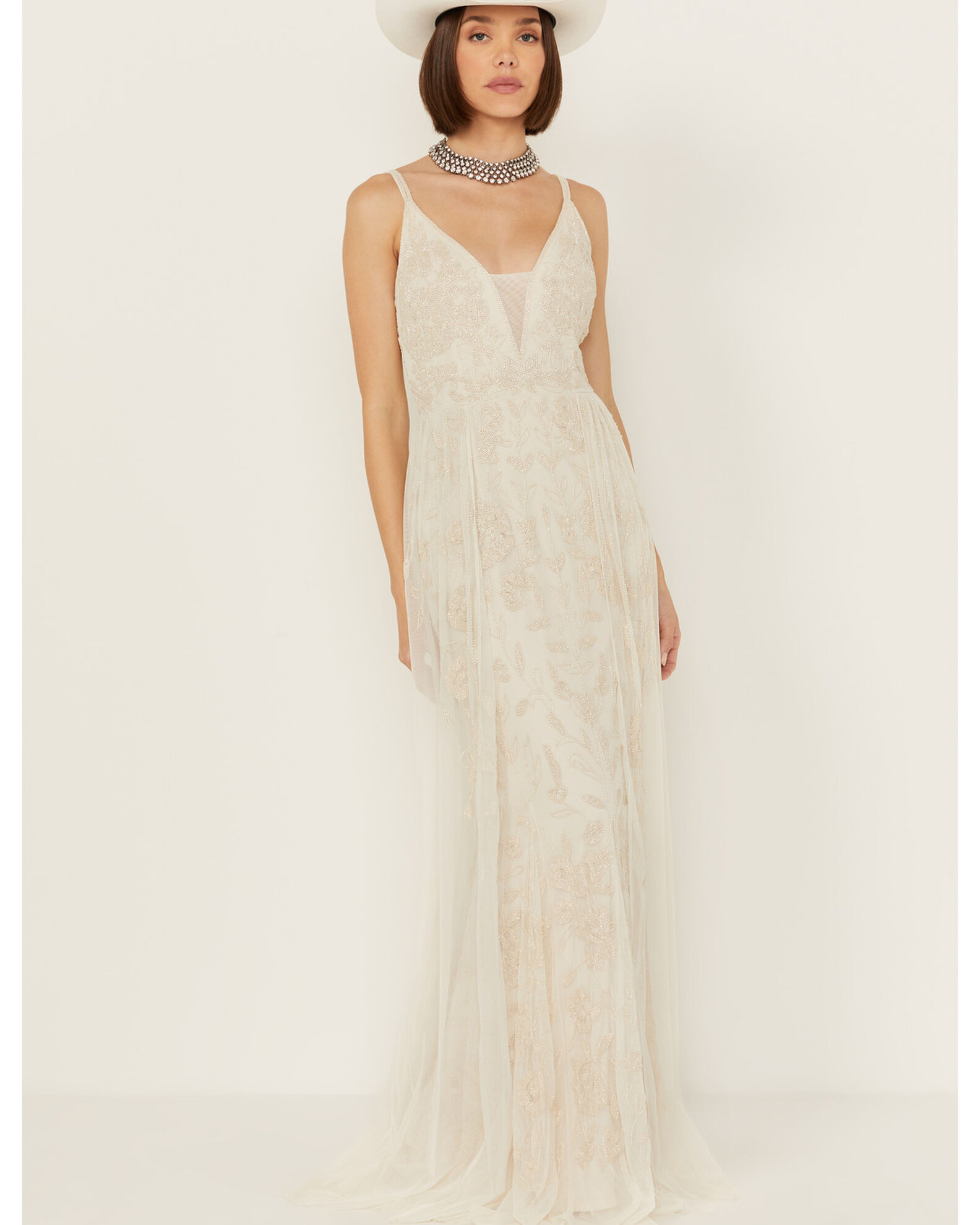 Wonderwest Women s Birch Beaded Mesh Bridal Dress Sheplers