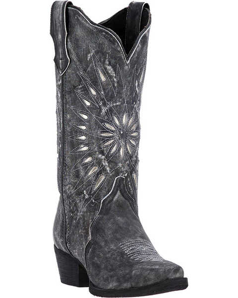 Laredo Women's Silver Starburst Western Boots - Snip Toe, Black, hi-res