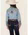 Image #4 - Rockmount Ranchwear Girls' Floral Yoke Long Sleeve Pearl Snap Denim Western Shirt , Blue, hi-res