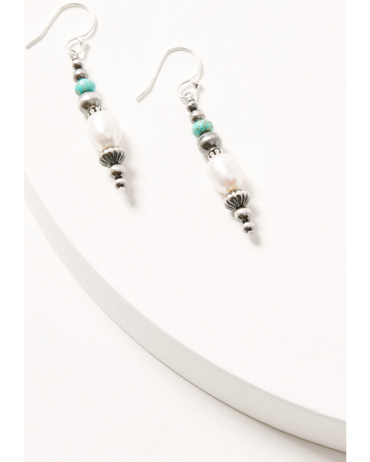 Image #2 - Paige Wallace Women's Navajo Pearl Stick Earrings, Silver, hi-res