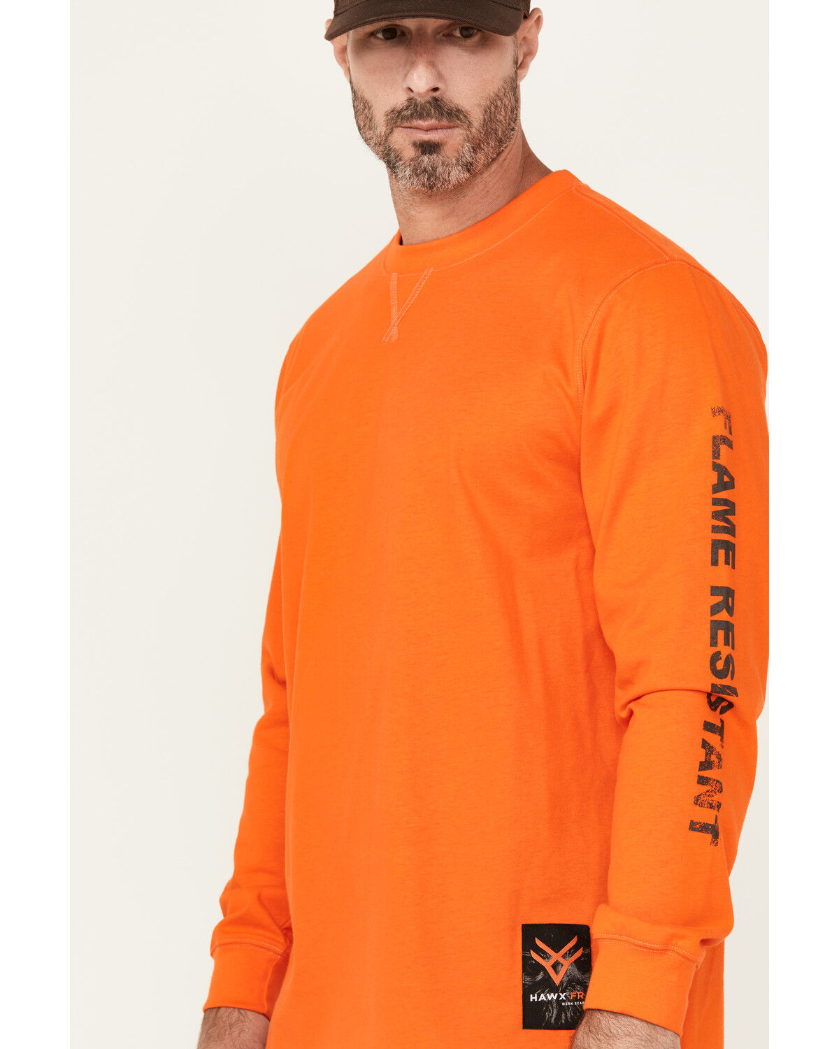 Image #3 - Hawx Men's FR Work American Long Sleeve Graphic Work T-Shirt, Orange, hi-res