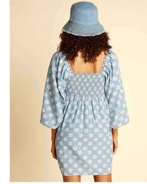 Image #3 - Billabong x Wrangler Women's Just A Dream Floral Print Long Sleeve Denim Mini Dress, Blue, hi-res