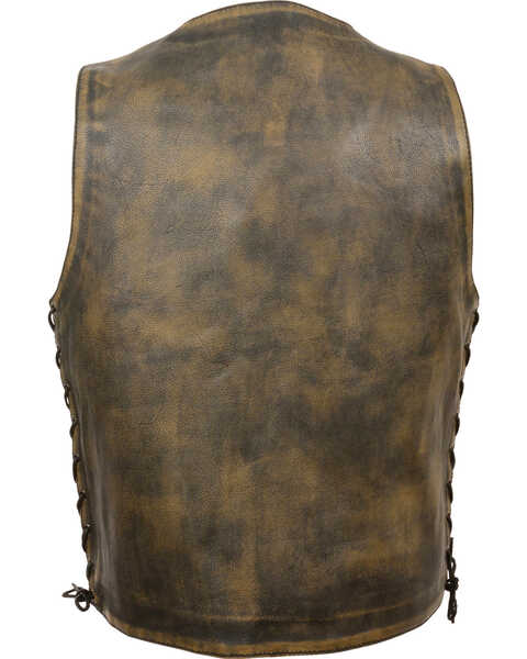 Image #2 - Milwaukee Leather Men's Distressed 10 Pocket Vest - 3X, Black/tan, hi-res