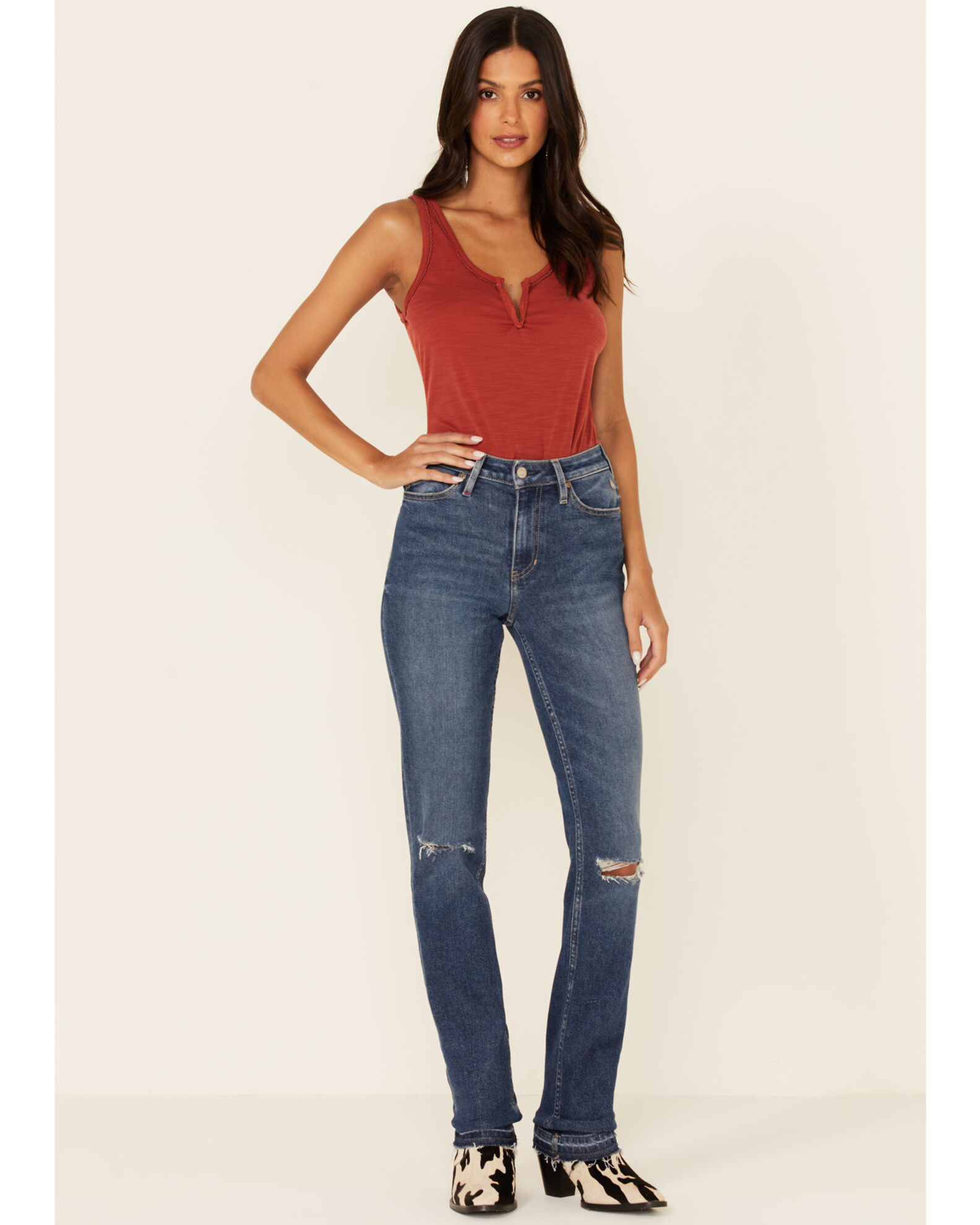 Image #1 - Idyllwind Women's Dark Wash Going Places Straight Denim Jeans, Dark Blue, hi-res