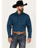 George Strait by Wrangler Men's Geo Print Long Sleeve Button-Down Shirt, Dark Blue, hi-res