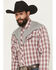 Image #2 - Roper Men's Plaid Print Embroidered Long Sleeve Snap Stretch Western Shirt, Red, hi-res