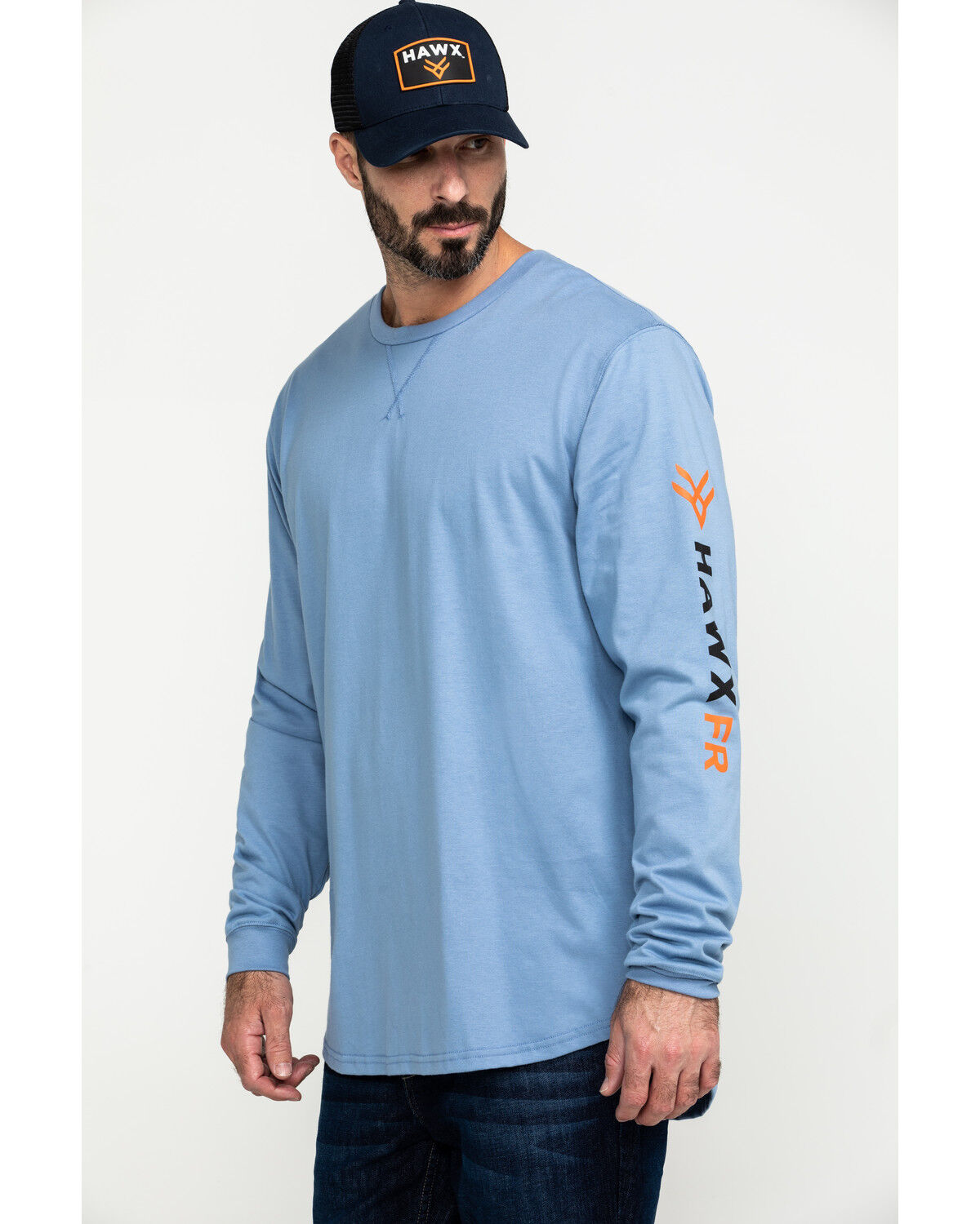 Image #3 - Hawx Men's FR Logo Long Sleeve Work T-Shirt - Big & Tall, Blue, hi-res
