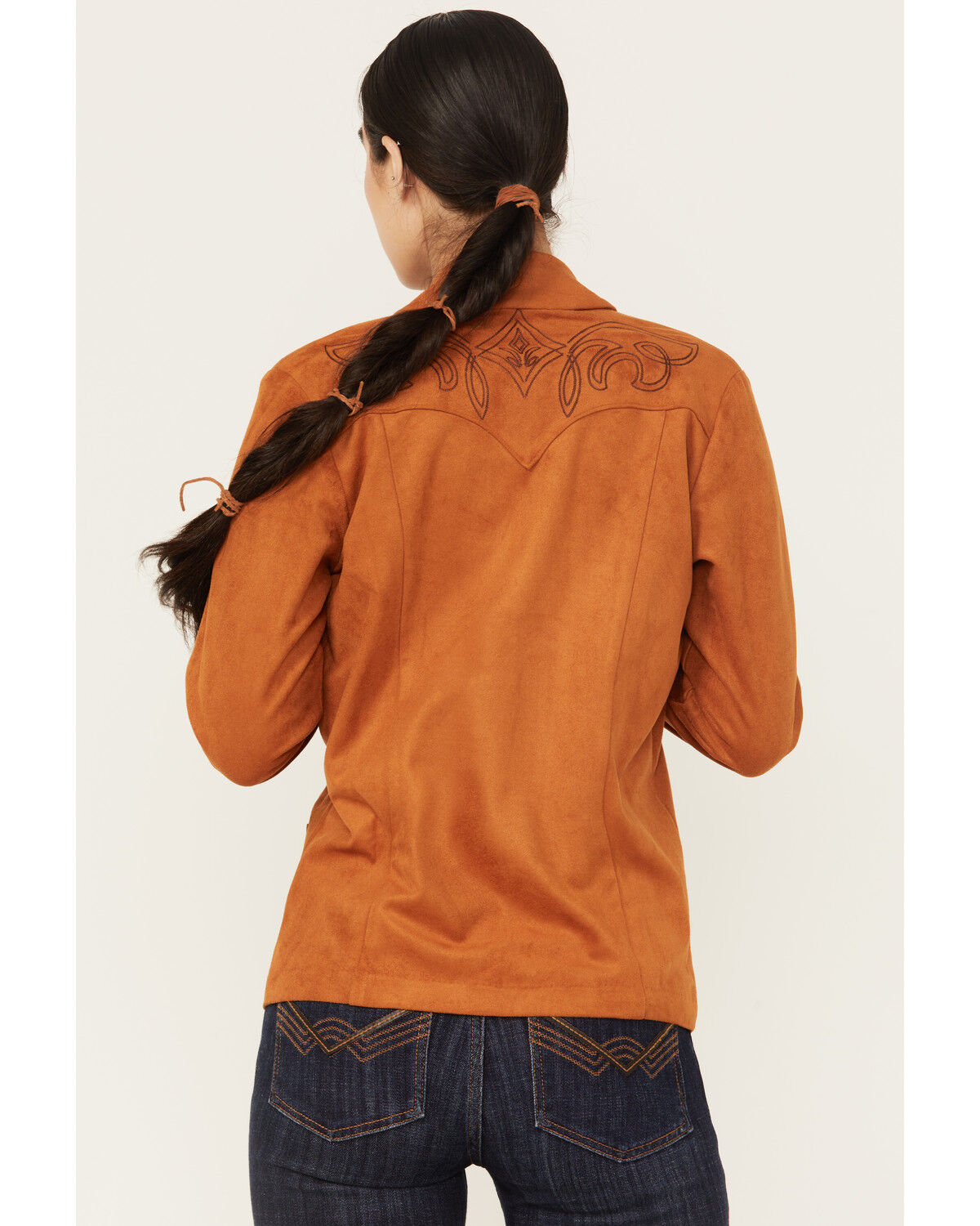 Image #4 - Idyllwind Women's Pasadena Embroidered Faux Suede Blazer, Caramel, hi-res