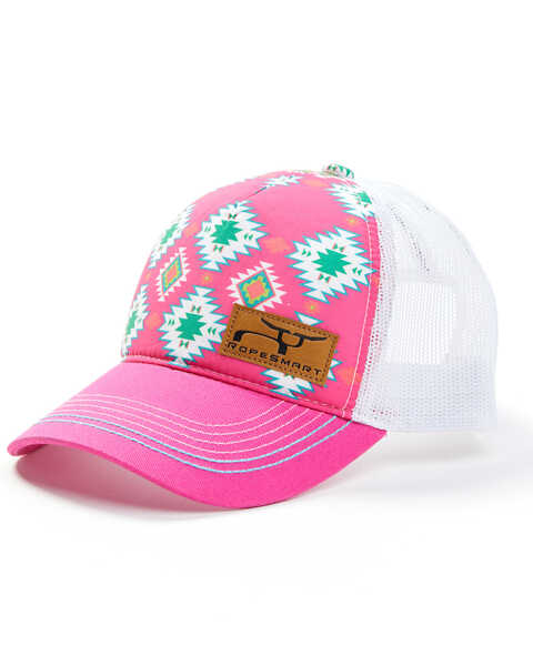 Image #1 - RopeSmart Women's LDS Southwestern Print Mesh-Back Ball Cap, Pink, hi-res