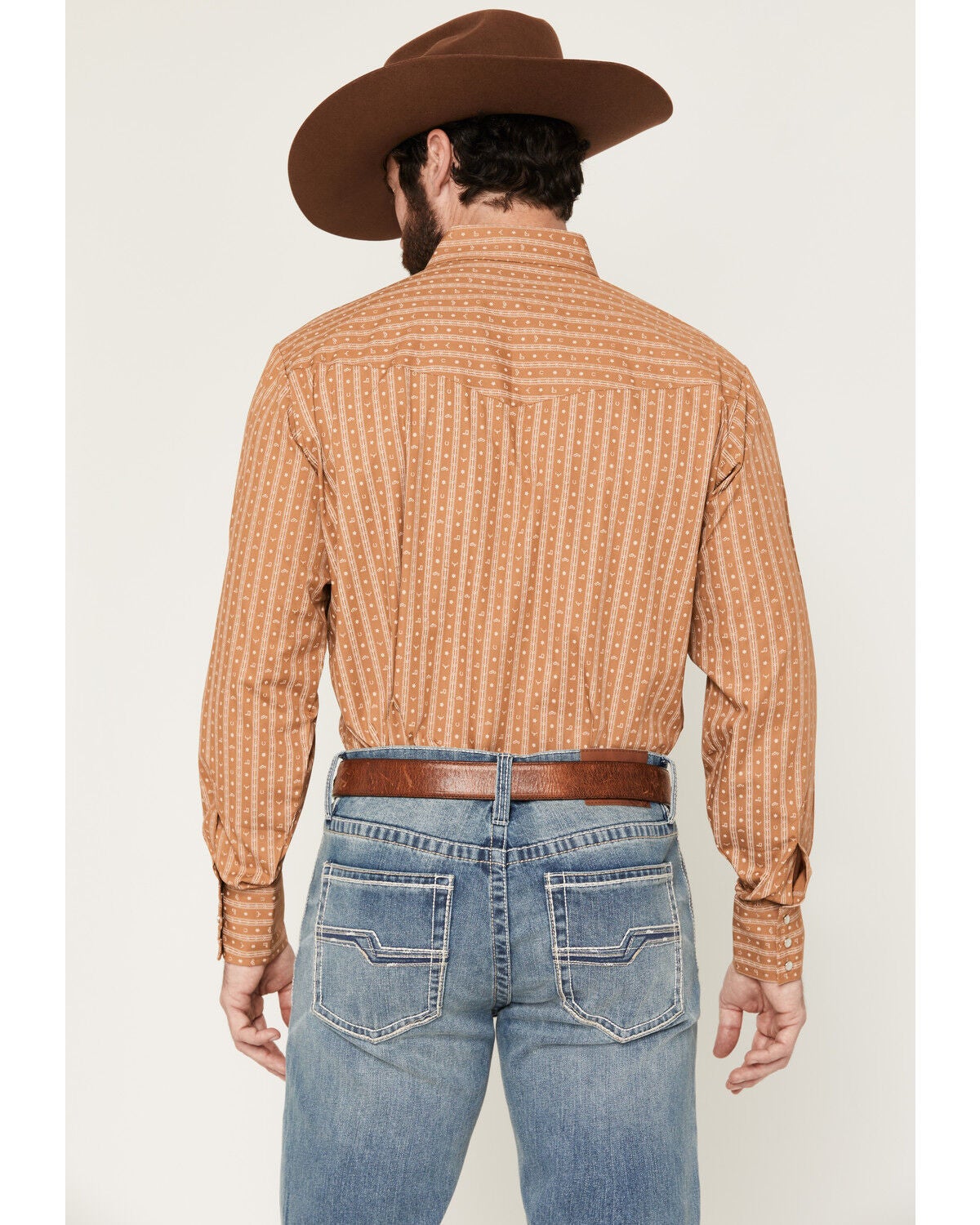 Image #4 - Ely Walker Men's Conversation Stripe Print Long Sleeve Snap Western Shirt, Gold, hi-res