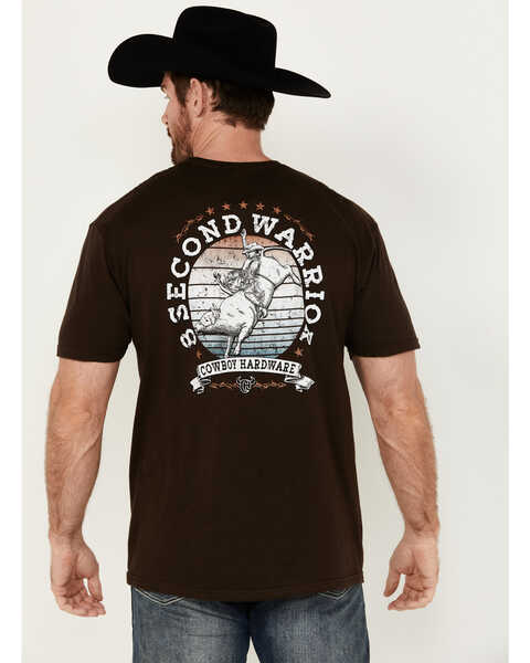 Image #1 - Cowboy Hardware Men's 8 Second Warrior Short Sleeve Graphic T-Shirt , Chocolate, hi-res