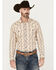Image #1 - Cody James Men's Floral Striped Print Long Sleeve Snap Western Shirt, Tan, hi-res