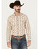 Image #1 - Cody James Men's Floral Striped Print Long Sleeve Snap Western Shirt, Tan, hi-res