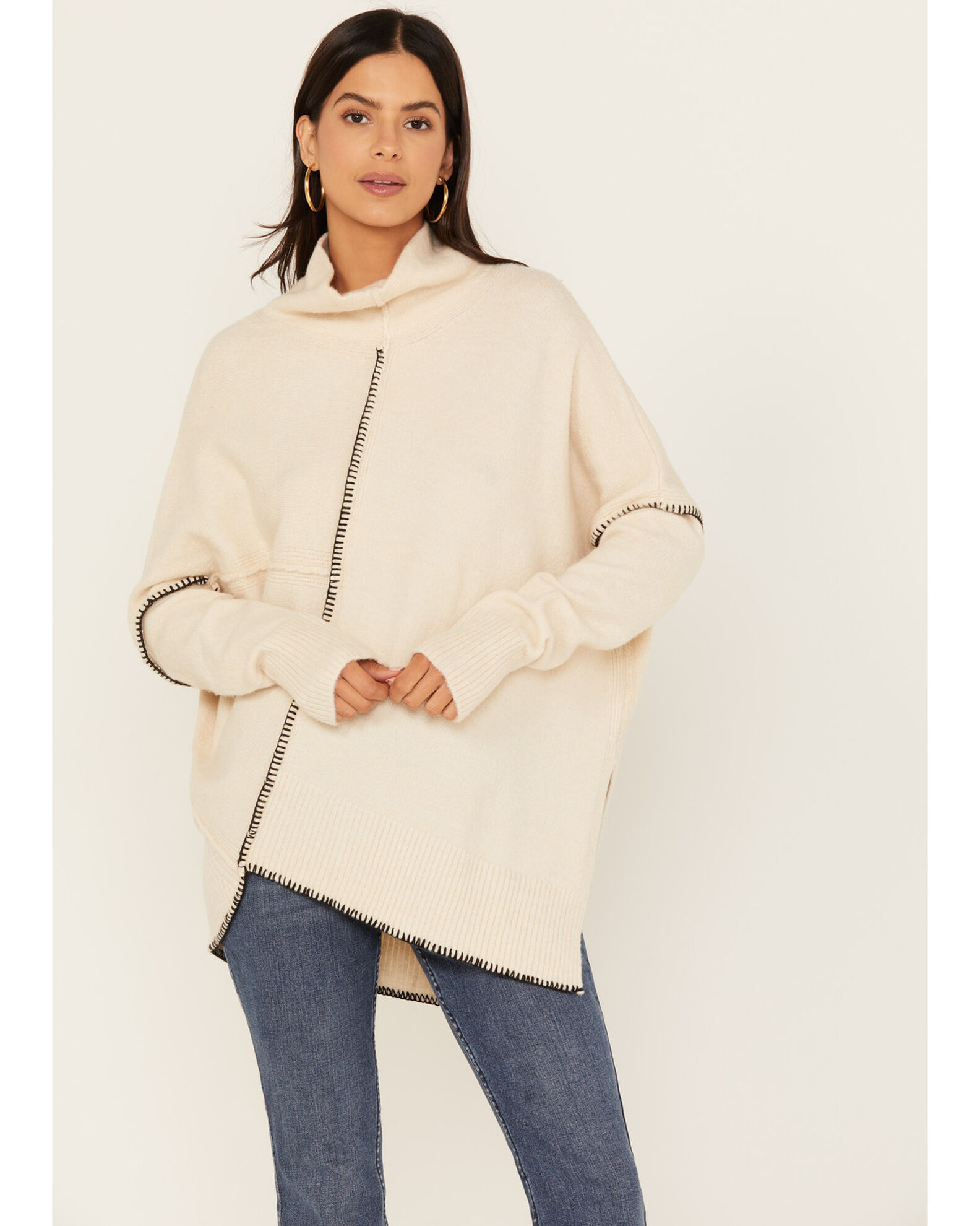 Asymmetrical top turtleneck sweater