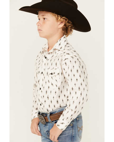 Image #3 - Rock & Roll Denim Boys' Abstract Geo Print Long Sleeve Snap Stretch Western Shirt , White, hi-res