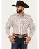 Image #1 - Rodeo Clothing Men's Southwestern Print Long Sleeve Pearl Snap Western Shirt, White, hi-res