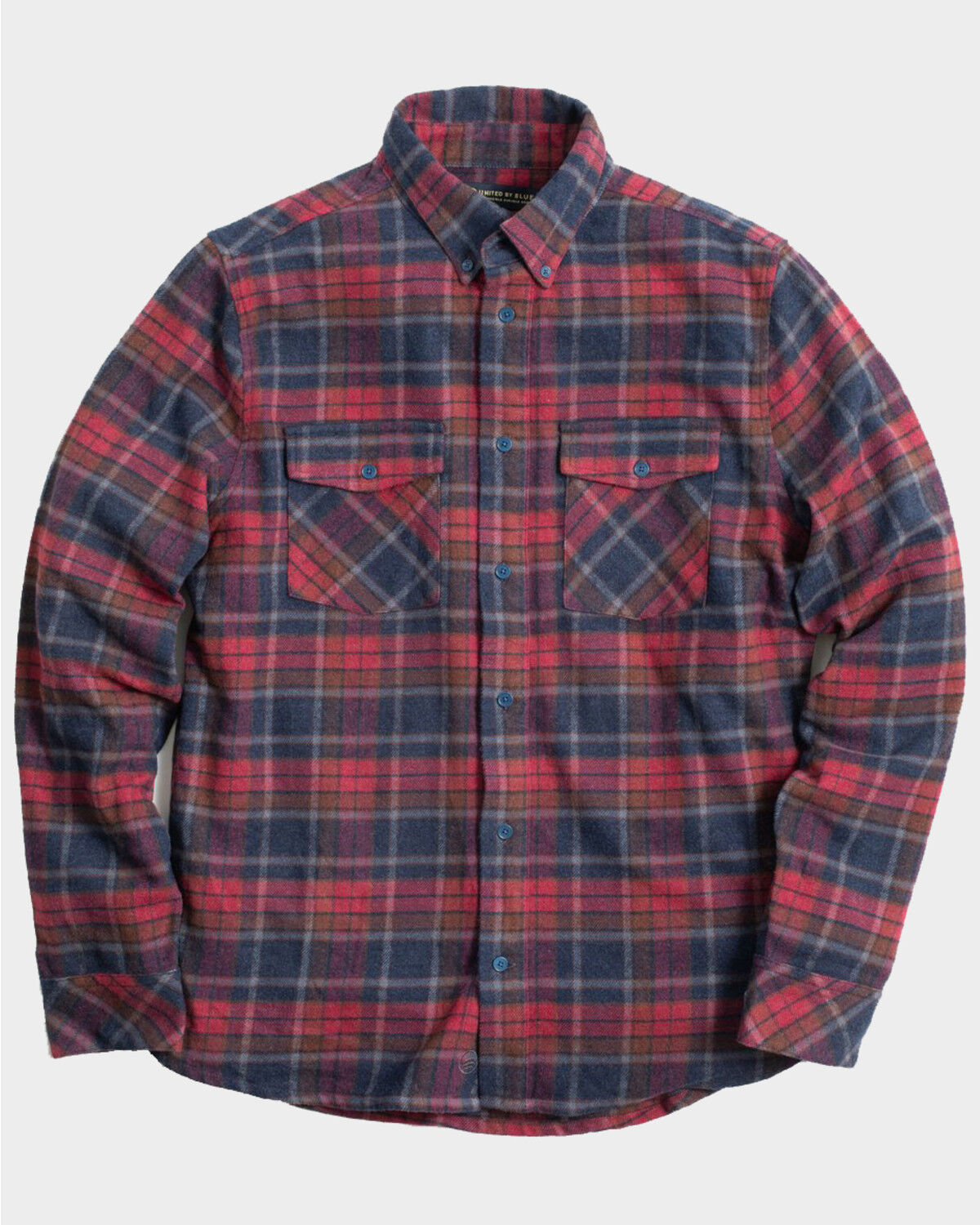 Image #1 - United By Blue Men's Brownstone Responsible Striped Long Sleeve Western Flannel Shirt, Red, hi-res