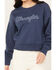 Image #3 - Wrangler Retro Boot Barn Exclusive Women's Logo Graphic Sweatshirt, Navy, hi-res