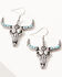 Image #1 - Idyllwind Women's Lincova Steerhead Earrings, Silver, hi-res