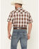 Image #4 - Ely Walker Men's Plaid Print Short Sleeve Snap Western Shirt, Burgundy, hi-res