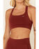 Shyanne Women's Solid Riding Sports Bra , Chocolate, hi-res