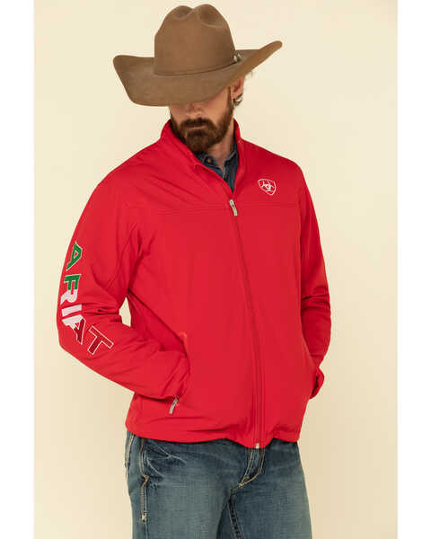 Image #1 - Ariat Men's Red Mexico New Team Softshell Jacket , Red, hi-res