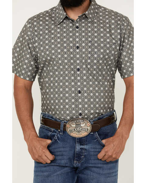 Image #3 - Gibson Trading Co Men's Good Time Geo Print Button-Down Short Sleeve Western Shirt , Grey, hi-res