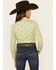 Cruel Girl Girls' Geo Print Long Sleeve Snap Western Shirt, Bright Green, hi-res