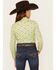Cruel Girl Girls' Geo Print Long Sleeve Snap Western Shirt, Bright Green, hi-res