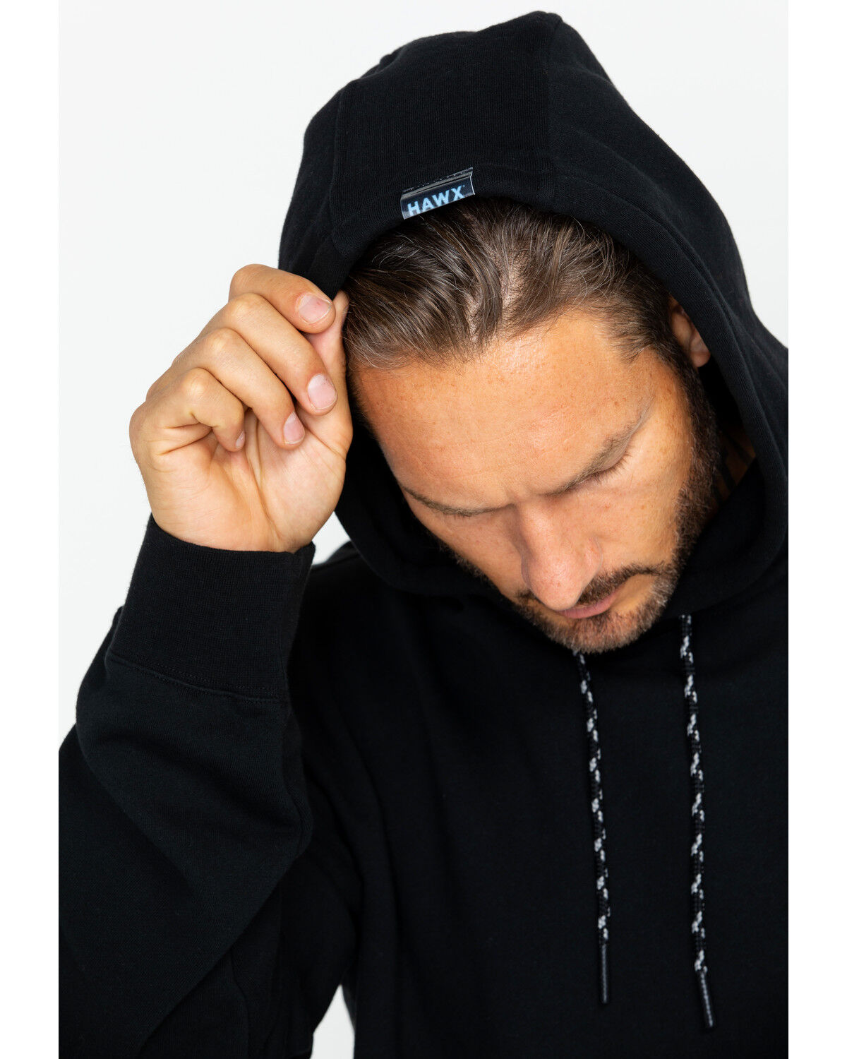 Image #5 - Hawx Men's Logo Sleeve Hooded Work Sweatshirt, Black, hi-res