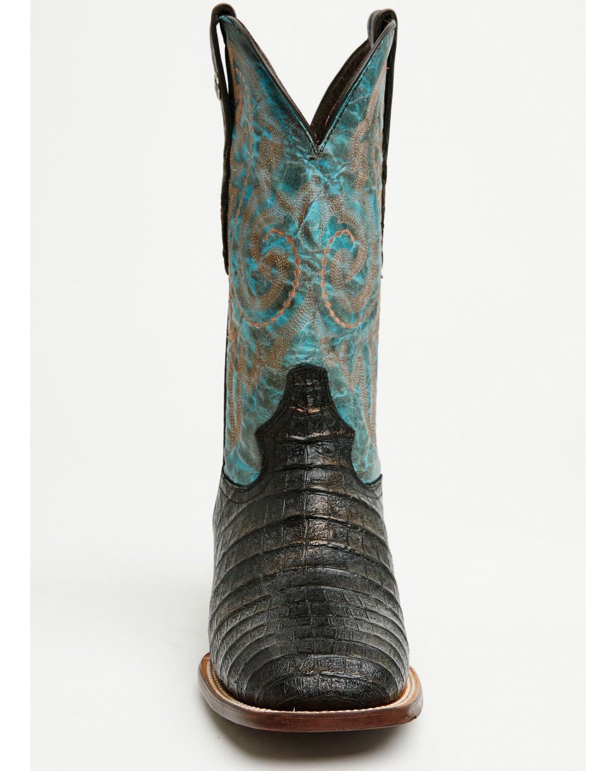 Image #4 - Tanner Mark Men's Caiman Print Western Boots - Broad Square Toe, Black, hi-res